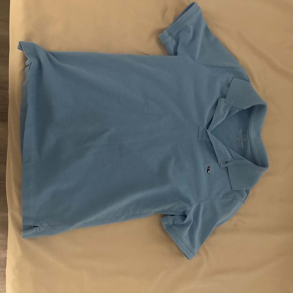 Vineyard Vines Boys Light Blue Cotton Spandex Pique Polo Shirt Size 7